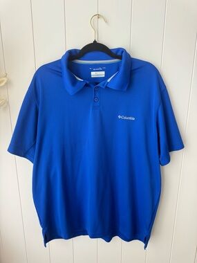 Columbia Omni-Shade Polo Shirt, Collared, Royal Blue Size XL 100% Polyester